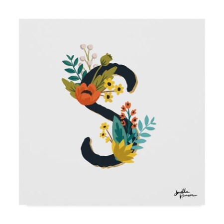 Trademark Fine Art Janelle Penner 'Romantic Luxe Monogram S Black' Canvas Art, 24x24 WAP07719-C2424GG